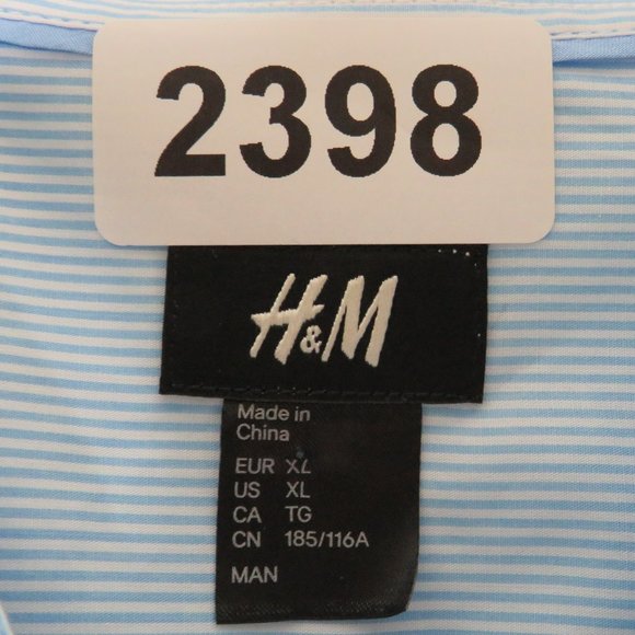 H&M* Men's Long Sleeve Button Down Curved Hem Striped Dress Shirt~ Size XL - Picture 4 of 11